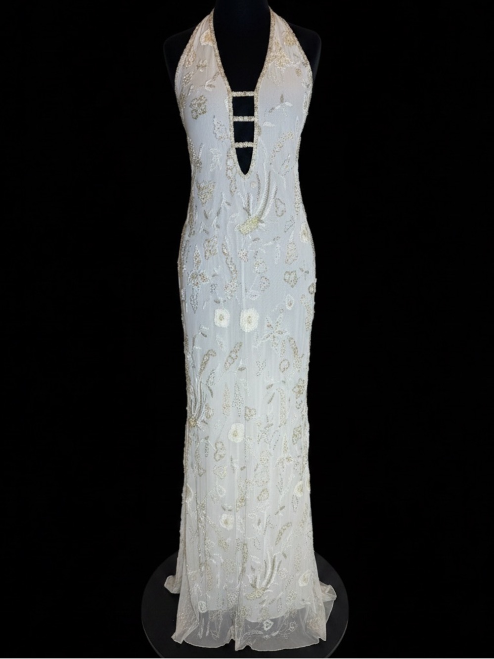 Ivory Halter‎ hand beaded, and embroidered Attitudes by Debra Gown. STUNNING!!